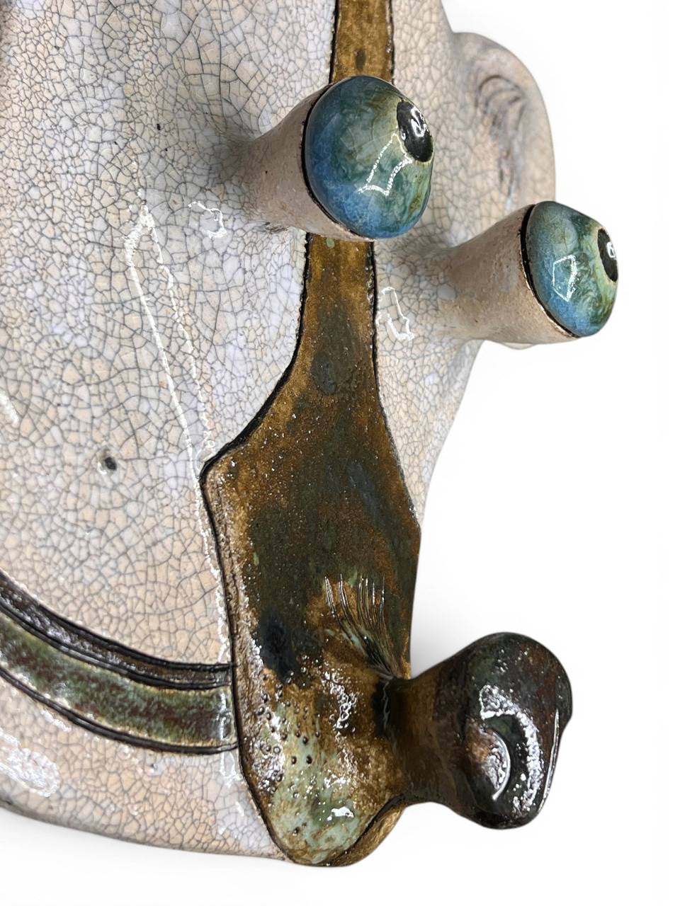 "Dog" Ceramic Wall Mask Sculpture – Handmade (Kannyu Technique)
