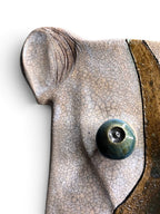 "Dog" Ceramic Wall Mask Sculpture – Handmade (Kannyu Technique)