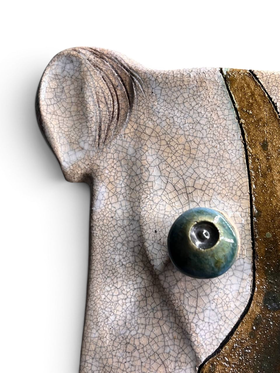 "Dog" Ceramic Wall Mask Sculpture – Handmade (Kannyu Technique)