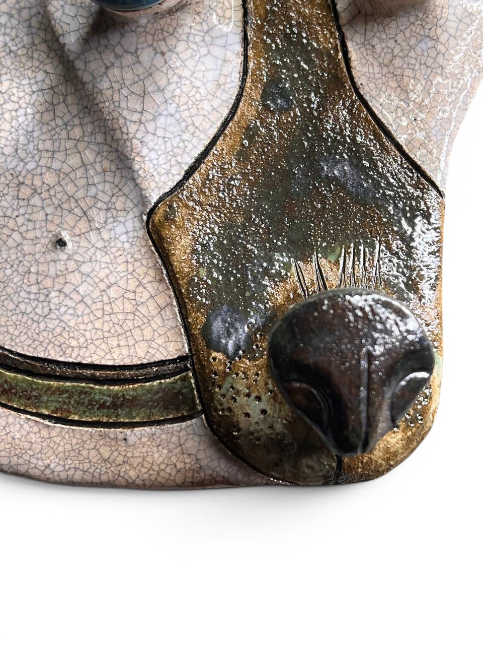 "Dog" Ceramic Wall Mask Sculpture – Handmade (Kannyu Technique)