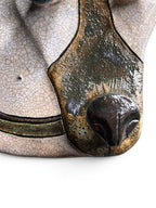 "Dog" Ceramic Wall Mask Sculpture – Handmade (Kannyu Technique)