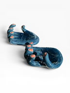 Керамічний настінний органайзер для ключів «Рука» (13х8х6 см) — Синя глазур, ключниця, ручне ліплення