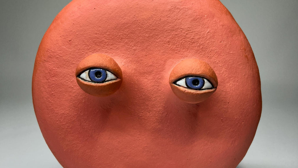 "The Gaze" Ceramic Wall Mask – Surrealist Fine Art Sculpture